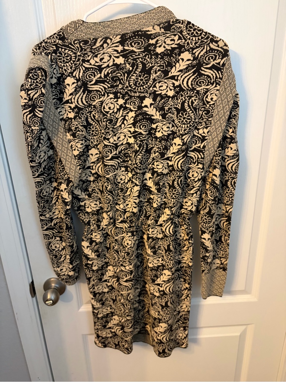 Zara Black and Cream Floral-Patterned Long Sleeve Jumpsuit